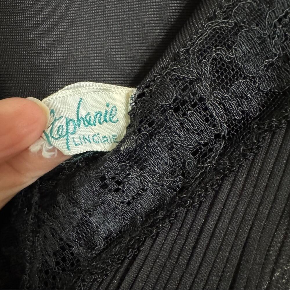 Vintage 1940s Stephenie Black Chiffon Slip Dress Rare Size - Picture 8 of 9